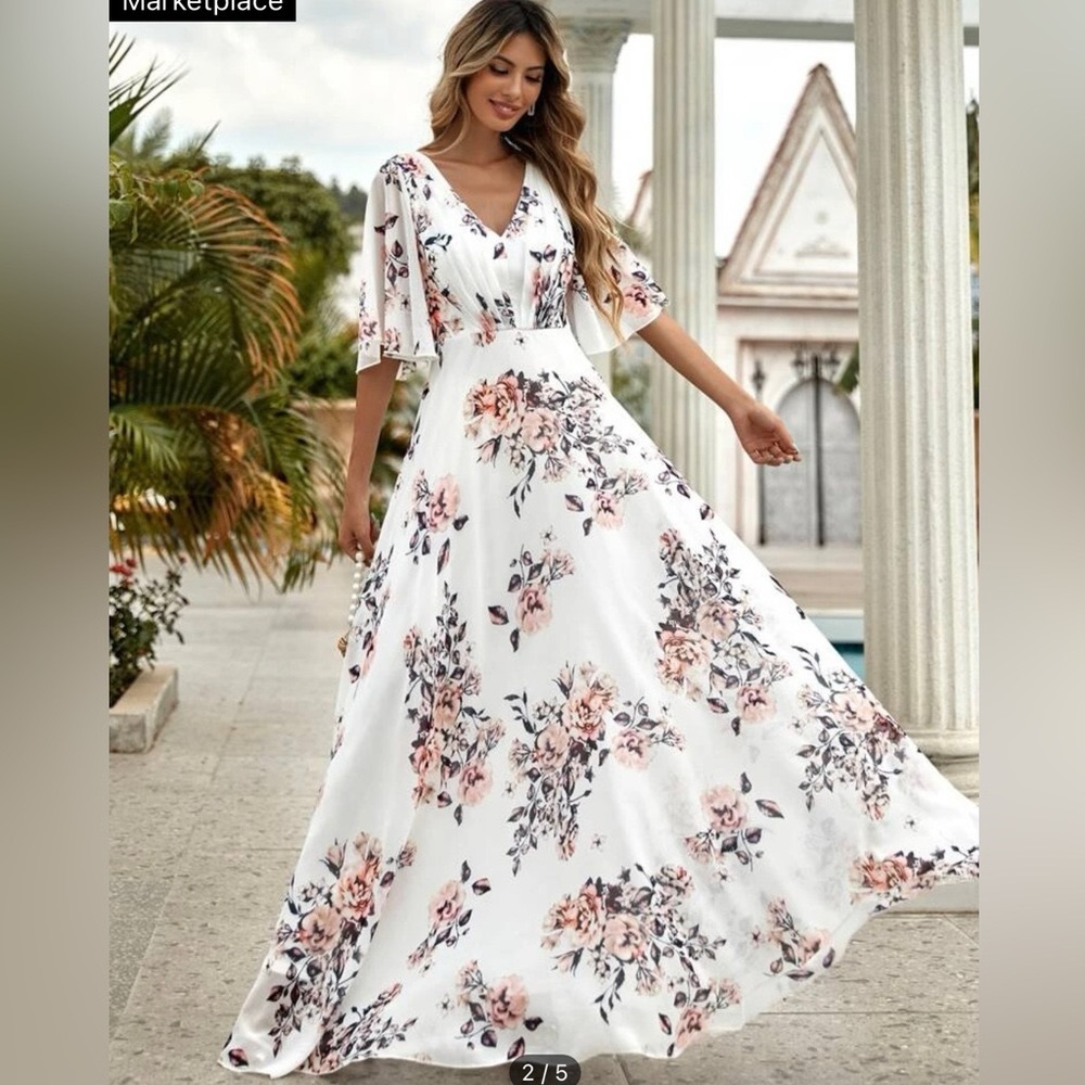 All over floral backless A-line dress